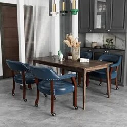 Set Of 4 Dining Chair With Casters, Leather Chair With Caster & Nailhead Trime Dining Chairs With Rollers Curving Backrest Chairs With Wheels Kitchen Table Rolling Chair,Espresso&Beige 1910BG 19 Set Of 4 Dining Chair With Casters, Leather Chair With Caster & Nailhead Trime Dining Chairs With Rollers Curving Backrest Chairs With Wheels Kitchen Table Rolling Chair,Espresso&Beige 1910BG -Amazon Store 51GE9meDlgL. AC