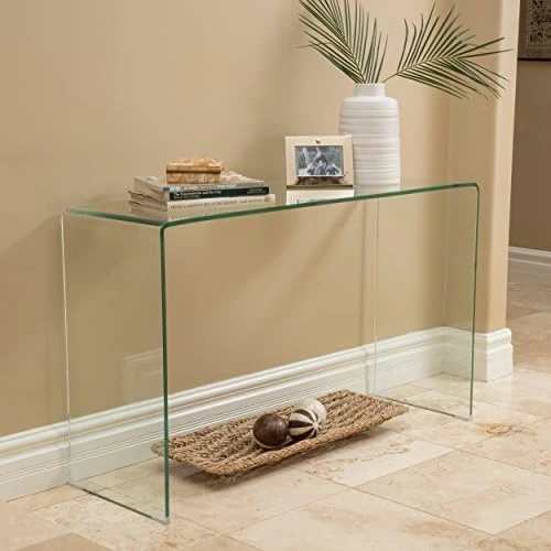 Christopher Knight Home Cadyn 12mm Tempered Glass Console Table, Clear 6 Christopher Knight Home Cadyn 12mm Tempered Glass Console Table, Clear - Image 4