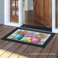Briarwood Lane Spring Floral Jars Rustic Doormat Indoor Outdoor 30" X 18" -Amazon Store 51GNgfYIb6L