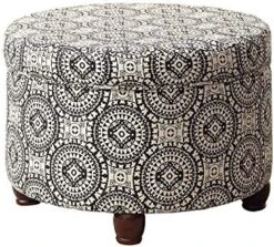 Homepop Home Decor | Upholstered Round Storage Ottoman | Ottoman With Storage For Living Room & Bedroom, Gray Floral -Amazon Store 51GV3J3siWL. AC