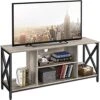 Yaheetech TV Stand For 65 Inch TV Console Table With Storage Shelves Cabinet, 55" Wood Entertainment Center For Living Room, Industrial Modern Style TV Cabinet For Flat Screens, Gray -Amazon Store 51GWzIJxlSS