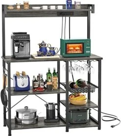 Topfurny Bakers Rack With Power Outlet, Microwave Stand, Kitchen Storage Shelf With Wire Basket, Coffee Bar Station With Wine Glass Holder, Kitchen Rack For Spices, Pots, And Pans, Rustic Brown 14 Topfurny Bakers Rack With Power Outlet, Microwave Stand, Kitchen Storage Shelf With Wire Basket, Coffee Bar Station With Wine Glass Holder, Kitchen Rack For Spices, Pots, And Pans, Rustic Brown -Amazon Store 51GZ8ro6FL. AC