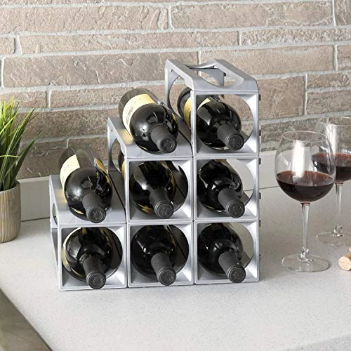 Stackable Modular Wine Rack - 12 Bottle Set (9 Modules, 3 Top Plates) Silver. Store Up To 12 Bottles. Great For Organizing And Creating Storage Space. By Stakrax 6 Stackable Modular Wine Rack - 12 Bottle Set (9 Modules, 3 Top Plates) Silver. Store Up To 12 Bottles. Great For Organizing And Creating Storage Space. By Stakrax - Image 4