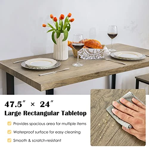 Giantex 4 Piece Dining Table Set, 47.5” Kitchen Table And Chairs For 4, Nesting Furniture Set W/Bench & 2 Stools, Space-Saving Table Set, Modern Functional Desk Set For Dining Room Restaurant, Oak 5 Giantex 4 Piece Dining Table Set, 47.5” Kitchen Table And Chairs For 4, Nesting Furniture Set W/Bench & 2 Stools, Space-Saving Table Set, Modern Functional Desk Set For Dining Room Restaurant, Oak - Image 3