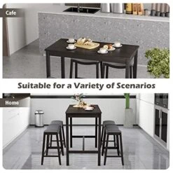 Giantex Dining Table Set For 4, Kitchen Counter Height Table W/ 4 Stools, 5 Piece Bistro Table Set, Rubber Wood Pub Dinette Set W/Upholstered Stools, Space-Saving Table Set For Small Spaces (Black) 12 Giantex Dining Table Set For 4, Kitchen Counter Height Table W/ 4 Stools, 5 Piece Bistro Table Set, Rubber Wood Pub Dinette Set W/Upholstered Stools, Space-Saving Table Set For Small Spaces (Black) -Amazon Store 51Gf03k8U3L
