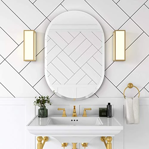 Better Bevel 24" X 36" Frameless Contemporary Oval Mirror | 1" Beveled Edge | Bathroom Wall Mirror 4 Better Bevel 24" X 36" Frameless Contemporary Oval Mirror | 1" Beveled Edge | Bathroom Wall Mirror - Image 2
