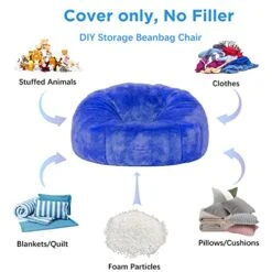 Taotique Giant Bean Bag Chair Cover(Cover Only, No Filler) Soft Faux RH Fur Sofa Bed Cover Washable Bean Bag Couch Cover For Adult And Kids With Liner -Amazon Store 51GkepPg5tL