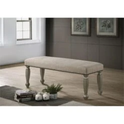 Roundhill Furniture Breda Upholstered Nailhead Bench, Antique Gray -Amazon Store 51Gn0rJkGiL