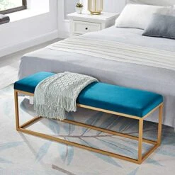 Ball & Cast Upholstered Bench, 48" W, Teal - Frame -Amazon Store 51GquFU72lL