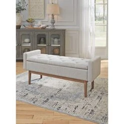 Signature Design By Ashley Briarson Tufted Upholstered Accent Bench With Storage, Beige & Brown 9 Signature Design By Ashley Briarson Tufted Upholstered Accent Bench With Storage, Beige & Brown -Amazon Store 51HEGVVQFwL