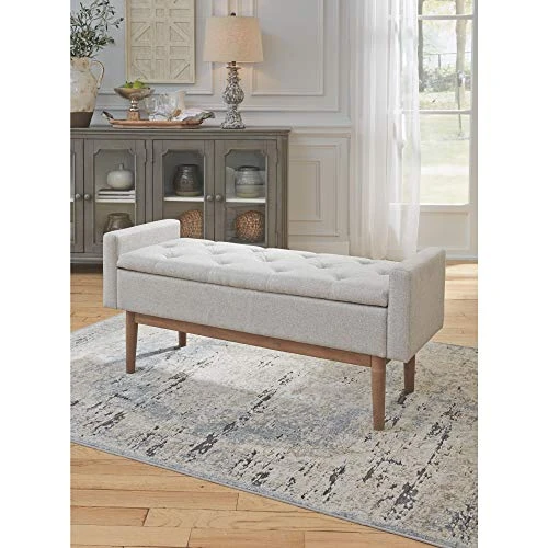 Signature Design By Ashley Briarson Tufted Upholstered Accent Bench With Storage, Beige & Brown 5 Signature Design By Ashley Briarson Tufted Upholstered Accent Bench With Storage, Beige & Brown - Image 3