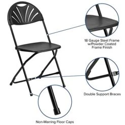 Flash Furniture 2 Pack HERCULES Series 650 Lb. Capacity Black Plastic Fan Back Folding Chair -Amazon Store 51HHatxPCZL