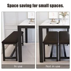 DKLGG Dining Room Table Set For 4, Faux Marble Kitchen Table With 2 PU Leather Upholstered Dining Benches, Upgrade Dinner Table Set For 4-6, Kitchen & Dining Room Tables For Small Space Apartment -Amazon Store 51HSlDghjQL