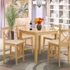 East West Furniture PUBS5-OAK-C 5 Piece Counter Height Dining Set Includes A Square Dinette Table And 4 Linen Fabric Kitchen Dining Chairs, 36x36 Inch, Oak -Amazon Store 51HVsPJhAdL