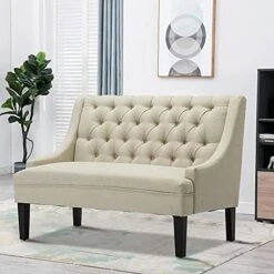 Andeworld Modern Loveseat Settee Bench Sofa Upholstered Banquette Couch For Dining Living Room Hallway Or Entryway Seating (Slate) -Amazon Store 51HWOAl3T0S. AC