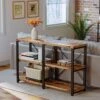 IRONCK Rustic Entryway Console Table, Long Hallway Table 47in 3-Tier, TV Stand Entertainment Center Media Stand For Living Room, Industrial Style, Vintage Brown -Amazon Store 51HZVbTSAXL
