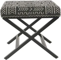 Homepop Home Decor | Modern Square Ottoman With Metal X Base | Ottoman For Living Room & Bedroom | Decorative Home Furniture (Tan And Cream Awning Stripe) -Amazon Store 51HeZek0IrL. AC