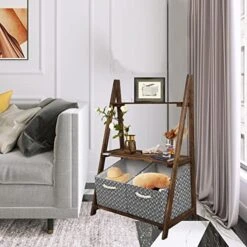 Babion Bathroom Ladder Shelf, 3-Tier Bathroom Ladder Shelf, Floor Storage Shelf With Basket, Freestanding Tower Shelf, Open Shelving Unit For Bathroom(Brown,1PC) -Amazon Store 51HjJsxr7hL