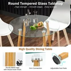 Giantex Dining Table Set For 4, Modern 5-Piece Dining Room Set W/ 1 Round Tempered Glass Table & 4 High Back Chairs, Space-Saving Dinette Set For Breakfast Nook, Kitchen, Living Room, Coffee Shop -Amazon Store 51HoFWqvNgL