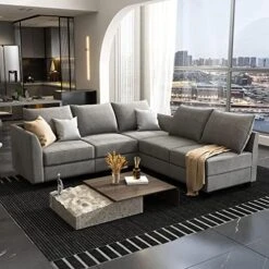 HONBAY Oversized Sectional Sofa With Wide Chaise Reversible Sectional Modular Sofa Couch With Ottomans U Shaped Corner Sectional With Storage For Living Room, Office, Spacious Space,Grey -Amazon Store 51HrFfumknL. AC