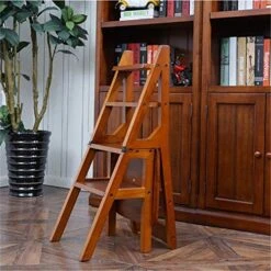 Portable Step Stoo - 4 Wood For Adult Folding Ladder 4 Tier Ladder-Shaped Plant Stand Display Rack Shelf Multi-Function Chair -Amazon Store 51HuuecrsHL