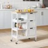 YITAHOME Kitchen Island Cart With Storage, Kitchen Cart For Home, Rolling Serving Utility Trolley Cart On Wheel With 3 Drawers And 3 Storage Shelves, Kitchen Serving Cart For Dining Room, Bar, White -Amazon Store 51HxAaU7juL