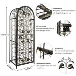 OOir OnOO Wine Rack Freestanding Floor Wrought Iron Wine Rack Jail 45 Bottles Wine Holder 53 Inch Large Hand Made European Style Wine Rack - Bronze -Amazon Store 51I0qB8qKcL