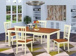 EAST WEST FURNITURE 9 PC Dining Room Set-Dining Table With 8 Wooden Dining Chairs -Amazon Store 51I2mrL15L. AC