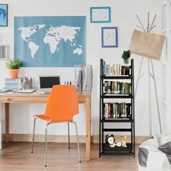 Acendside Ladder Shelf, 4 Tier Ladder Bookshelf, Ladder Shelves Black, Leaning Shelves Wood For Bathroom Kitchen Living Room Office Bathroom(Black) -Amazon Store 51I8tqD4YkL