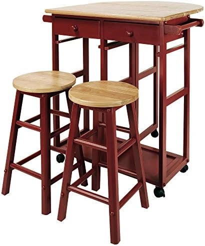 Casual Home Drop Leaf Breakfast Cart With 2 Stools-White, 32"D X 29.75"W X 33"H 12 Casual Home Drop Leaf Breakfast Cart With 2 Stools-White, 32"D X 29.75"W X 33"H - Image 10