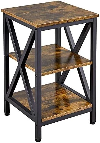 Yaheetech Industrial End Tables Set Of 2, 3-Tier Side Tables With Storage Shelves For Living Room, X Design Sofa Tables, Strong Metal Frame, Easy Assembly, 16x16x24.5 In, Gray 8 Yaheetech Industrial End Tables Set Of 2, 3-Tier Side Tables With Storage Shelves For Living Room, X Design Sofa Tables, Strong Metal Frame, Easy Assembly, 16x16x24.5 In, Gray - Image 6