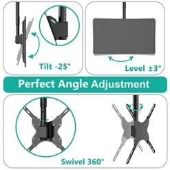 WALI TV Ceiling Mount Adjustable Bracket Fits Most LED, LCD, OLED And Plasma Flat Screen Display 26 To 65 Inch, Up To 110 Lbs, VESA 400x400mm (CM2665), Black -Amazon Store 51IJn2HU56L
