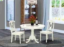 EAST WEST FURNITURE 5 Pc Set With A Round Kitchen Table And 4 Leather Dinette Chairs In Linen White 20 EAST WEST FURNITURE 5 Pc Set With A Round Kitchen Table And 4 Leather Dinette Chairs In Linen White -Amazon Store 51IUFLj3W2L. AC