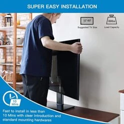 PERLESMITH Swivel Universal TV Stand/Base - Table Top TV Stand For 32-60 Inch LCD LED TVs - Height Adjustable TV Mount Stand With Tempered Glass Base, VESA 400x400mm, Holds Up To 88lbs PSTVS09 -Amazon Store 51IbAitoQiL