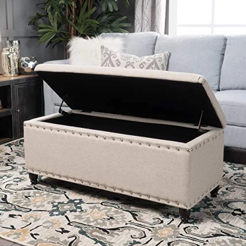 Christopher Knight Home Tatiana Fabric Storage Ottoman, Wheat 5 Christopher Knight Home Tatiana Fabric Storage Ottoman, Wheat - Image 3