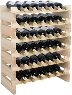 96 Bottle Modular Wine Rack Freestanding Floor Wine Holder, Stackable Wine Storage Rack Display Shelves, Solid Wood - Wobble-Free (96 Bottles) -Amazon Store 51ImPbXqbmL. AC