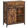 VASAGLE Buffet Cabinet, Floor Sideboard Cupboard Storage Organizer With 1 Drawer And Sliding Barn Door For Living Room Bathroom Hallway