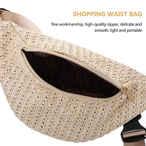 1pc Summer Waist Bag Imitation Straw Woven Bag Chest Pouch Cross- Body Bag ( Color : Beige ) 9 1pc Summer Waist Bag Imitation Straw Woven Bag Chest Pouch Cross- Body Bag ( Color : Beige ) - Image 7