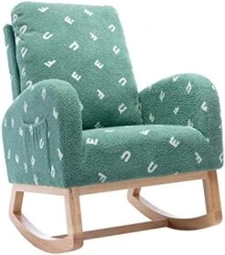 Setawix Rocking Chair For Nursery, Midcentury Modern Accent Rocker Armchair With Side Pocket, Upholstered High Back Wooden Rocking Chair For Living Room Baby Room Bedroom (Yellow - Velvet) -Amazon Store 51Isgfaci0L. AC