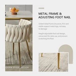 Tsuysi Velvet Dining Chairs Set Of 4, Modern Dining Chair With Golden Metal Legs, Woven Upholstered Dining Chairs For Dining Room, Kitchen, Vanity, Living Room (Beige) 20 Tsuysi Velvet Dining Chairs Set Of 4, Modern Dining Chair With Golden Metal Legs, Woven Upholstered Dining Chairs For Dining Room, Kitchen, Vanity, Living Room (Beige) -Amazon Store 51Izbys1BRL