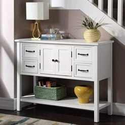 P PURLOVE Console Table Buffet Table With Storage Drawers Cabinets And Bottom Shelf (Antique Blue) -Amazon Store 51IzmwkGmUL. AC