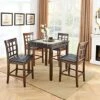 Merax 5-Piece Wooden Dining Set, Faux Marble Top Counter Height Dining Room Table And 4 PU Leather-Upholstered Dining Chairs With Footrest, Dark Brown -Amazon Store 51J1mqxan9L