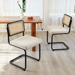 ONEVOG Rattan Dining Chair With Cane Backrest And Metal Frame, Set Of 2, Indoor Furniture For Kitchen, Living Room, Bedroom, Guest Room, Restaurant(Beige) -Amazon Store 51J8Pvd73uL. AC
