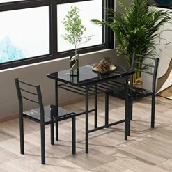 BAOLUMA 3 Piece Dining Table Set With 2 Chairs, Kitchen Table Set For 2 People For Small Space,Black Metal Frame And Square Faux Marble Tabletop (Black) 15 BAOLUMA 3 Piece Dining Table Set With 2 Chairs, Kitchen Table Set For 2 People For Small Space,Black Metal Frame And Square Faux Marble Tabletop (Black) -Amazon Store 51JCaqkqDQL