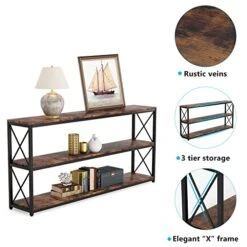 Tribesigns 70.86 Inch Rustic Console Sofa Table With Open Shelf, Industrial TV Stand 3 Shelf Horizontal Hallway Entryway Table With Storage For Living Room (70.86, Brown) -Amazon Store 51JE0wx5lYL