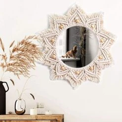 TENEWEE Boho Wall Decor Mirror Macrame Circle Hanging Mirror For Bedroom Living Room Apartment Entryway Home Decor 12 TENEWEE Boho Wall Decor Mirror Macrame Circle Hanging Mirror For Bedroom Living Room Apartment Entryway Home Decor -Amazon Store 51JPDBmh7lL