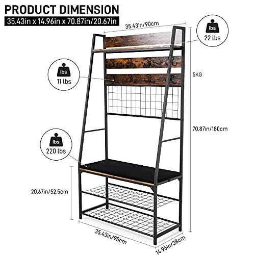 E&D FURNITURE Entryway Hall Trees, Entryway Bench With Coat Rack With Shoe Rack Entryway Home Furniture 5-in-1 Clothes Rack Mudroom Bench With Storage And Hooks 3 E&D FURNITURE Entryway Hall Trees, Entryway Bench With Coat Rack With Shoe Rack Entryway Home Furniture 5-in-1 Clothes Rack Mudroom Bench With Storage And Hooks