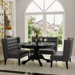 Andeworld Modern Loveseat Settee Bench Sofa Upholstered Banquette Couch For Dining Living Room Hallway Or Entryway Seating (Slate) -Amazon Store 51JVbJEBFTL