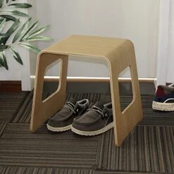 Briteman 2 Pack Bamboo Stackable Dining Bench, Simple Creative Square-Hole Bamboo Stools One-Piece Bending Process For Office Kitchen Bathroom Bedroom, Installation-Free (2) -Amazon Store 51JcIj3L2RL