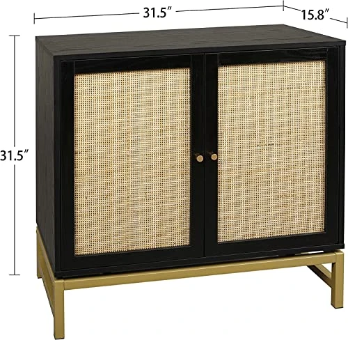 Goujxcy Rattan Accent Storage Cabinet, Farmhouse Wood Sideboard Buffet Cabinet With 2 Doors And Adjustable Shelves, Kitchen Cupboard Server Console Table For Dining Room, Bedroom, Hallway, Black 3 Goujxcy Rattan Accent Storage Cabinet, Farmhouse Wood Sideboard Buffet Cabinet With 2 Doors And Adjustable Shelves, Kitchen Cupboard Server Console Table For Dining Room, Bedroom, Hallway, Black
